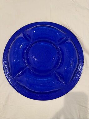 Cobalt Blue Decorative Wall Plate - Elegant Home Art Accent 15”